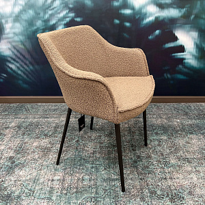 Стул итальянский с подлокотниками GAIA  Tonin Casa, ткань букле, на металлическом основании