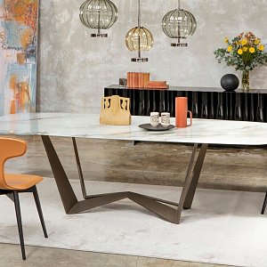 Итальянский Стол обеденный Reverse Artistic Glass Tonin Casa. Столешница из дизайнерского стекла.