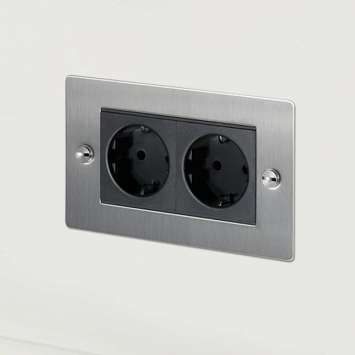  Розетка Buster and Punch Sockets UK 2G steel UK-MG-CO-2G-ST-A , фото № 1