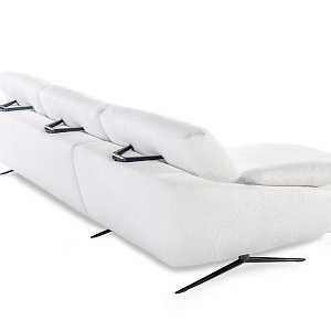 Диван угловой Regal с шезлонгом Calia Italia Италия с регулируемой спинкой в серой ткани