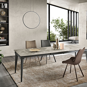 Итальянский раскладной компактный обеденный стол Ulisse
с керамической столешницей на 4 ногах