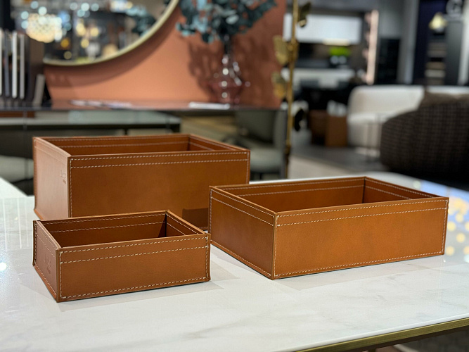  Набор из 3х кожаных корзинок , фото № 2