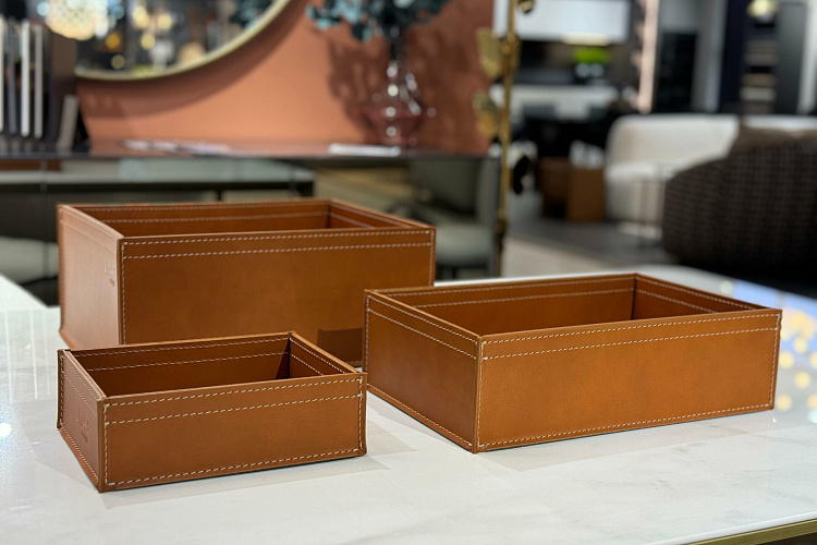  Набор из 3х кожаных корзинок , фото № 2