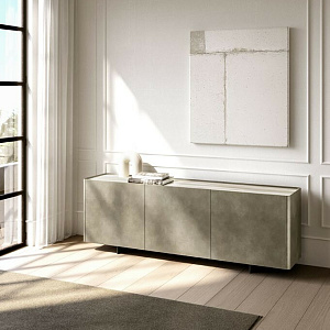 Тумба итальянская дизайнерская ALMA  Eforma в металлизированной брашированной отделке бронза