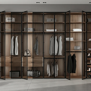 Гардеробная FORMINA с фасадами из стекла и алюминия always available