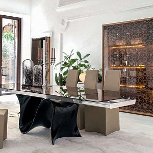 Итальянский стол обеденный фиксированный Wave   8014FSV Glass. Бренд Tonin Casa.