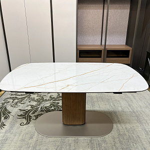 Стол итальянский Cameo Calligaris раскладной с керамической закругленной столешницей на одной ноге