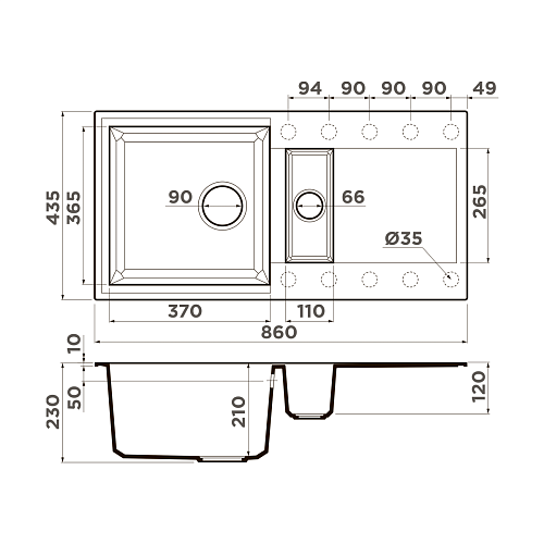  Мойка Omoikiri Sakaime 86-2-BE , фото № 2
