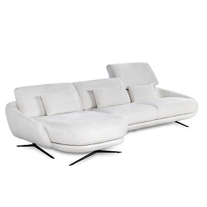 Диван угловой Regal с шезлонгом Calia Italia Италия с регулируемой спинкой в серой ткани