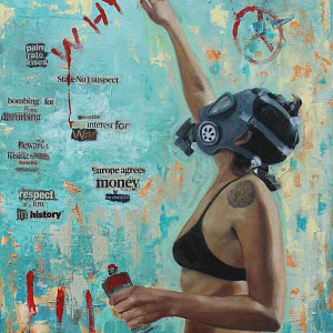 Итальянская картина Why. Фактурная штукатурка на алюминии. Художник Rosso Emerald Crimson