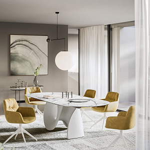 Стол обеденный итальянский фиксированный Seashell CS4141-FB 250 Calligaris закругленный Италия
