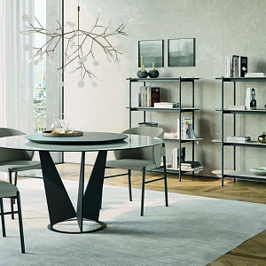 Большой круглый итальянский  обеденный стол Eiffel  Dall`agnese с керамической столешницей