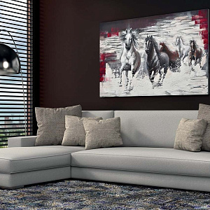 Картина Wild horses 150×100 Природа Италия ручная работа лошади