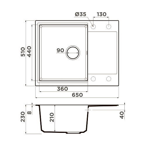 Мойка Omoikiri Daisen 65T-GR , фото № 2