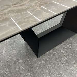 Стол итальянский обеденный Trophy раскладной с керамической серой глянцевой столешницей Tafaruci