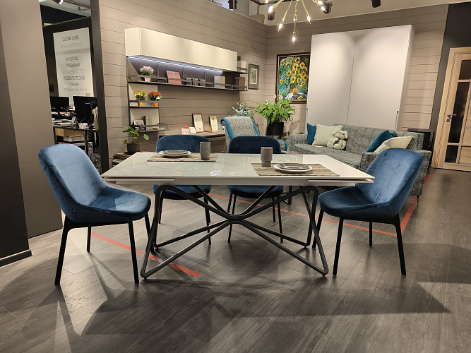  Стол раскладной итальянский обеденный Galaxy 
с белой керамической столешницей , фото № 1