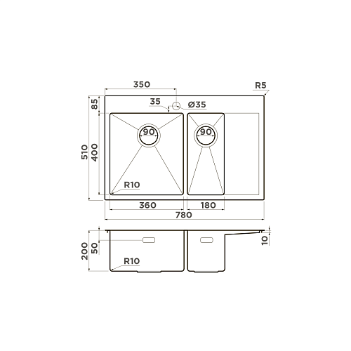  Мойка Omoikiri Akisame 78-2-L-GM , фото № 2