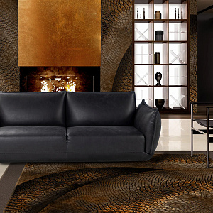 Диван итальянский кожаный прямой Leclair Calia Italia с округлыми формами и закрытым основанием