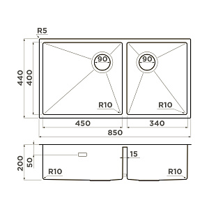 Мойка Omoikiri Taki 85-2-LB-U/IF Side-GB