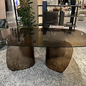 Стол дизайнерский стеклянный итальянский Blur Nature Design Италия полностью из стекла Martellato