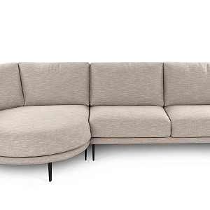 Диван итальянский  Venere Calia Italia с округлым широким шезлонгом на тонких изящных ножках