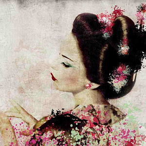 Итальянская картина Japanese Pink. Фактурная штукатурка на алюминии. Дизайн Momenti Lab.