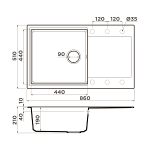 Мойка Omoikiri Daisen 86-GR