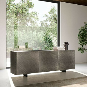 Тумба итальянская дизайнерская ALMA  Eforma в металлизированной брашированной отделке бронза