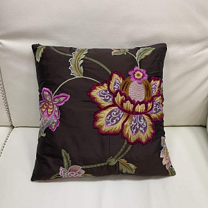 Подушка декоративная шелковая итальянская цветочный орнамент