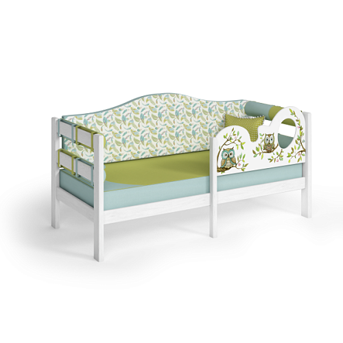  Кровать "Совы", 1 спальное место (35 см), бортик безопасности с ручной росписью , фото № 1