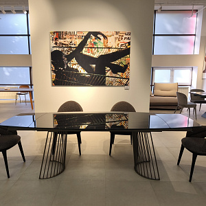 Итальянский стол обеденный раскладной с керамической скошенной  столешницей Ettore Zamagna