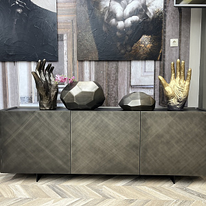 Тумба итальянская дизайнерская ALMA  Eforma в металлизированной брашированной отделке бронза