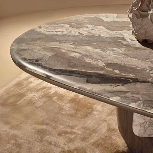 Стол итальянский дизайнерский  обеденный Balance на основании из дерева и камня Nature Design