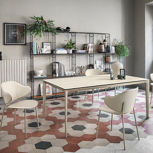 Стол итальянский раскладной Boma Calligaris с керамической столешницей на 4 тонких ножках из металла