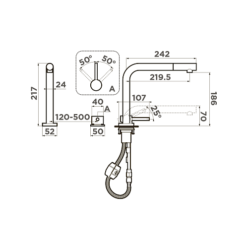  Смеситель Omoikiri Nara-S-LG , фото № 2