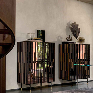 Витрина-бар итальянская дизайнерская из дерева и зеркальный фасад  DropsTonin Casa Италия в наличии