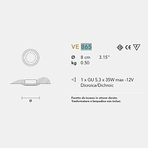 Встраиваемый светильник Masiero Brass & Spots VE 865 gold