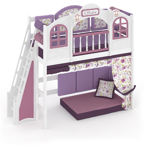  Кровать-чердак "La Fleur", 1 спальное место (130 см), лестница с торца (130 см) , фото № 1