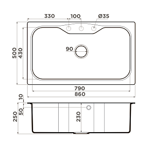 Мойка Maru 86-WH Tetogranit/белый