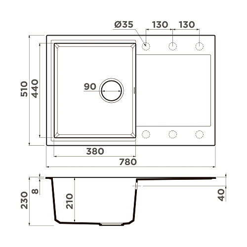  Мойка Omoikiri Daisen 78T-GR , фото № 2