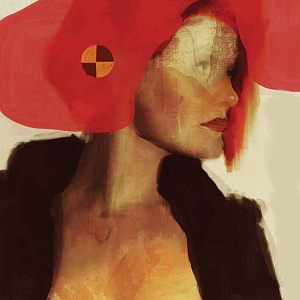 Итальянская картина Lady in Red. Фактурная штукатурка на алюминии. DH-010 Художник Darren Hopes.