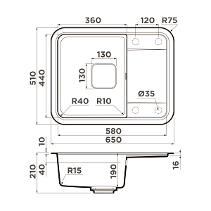 Мойка Omoikiri Tasogare 65-GR