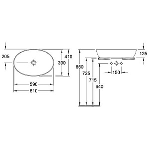 Villeroy Boch Artis 41986101 Pаковина для установки на столешницу 610 x 410 mm