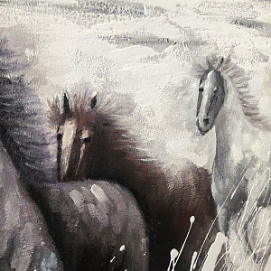 Картина Wild horses 150×100 Природа Италия ручная работа лошади
