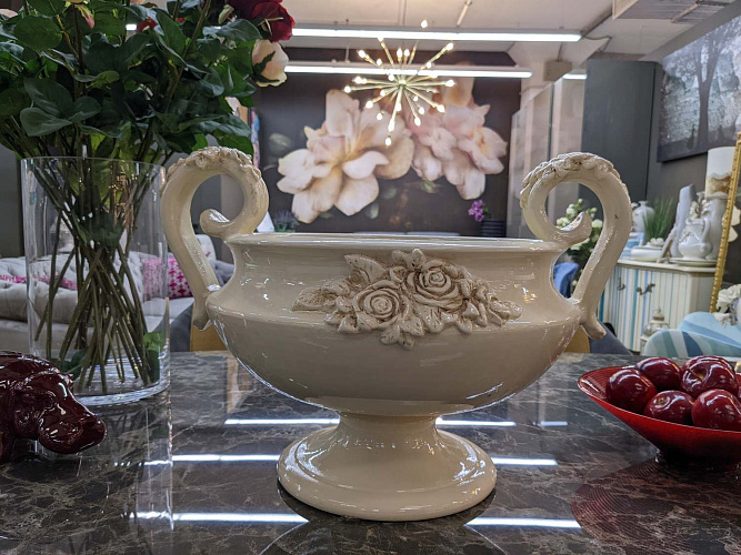  Вазон с ручками керамический итальянский Mezzaluna Italia , фото № 1