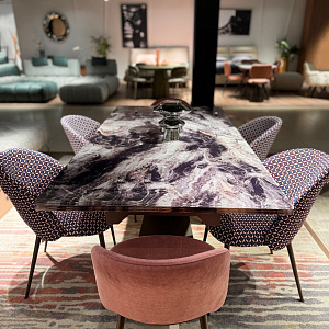 Раскладной итальянский обеденный стол SEDIT - BALTIK, glass decor cod. 01