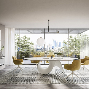 Стол обеденный итальянский фиксированный Seashell CS4141-FB 250 Calligaris закругленный Италия