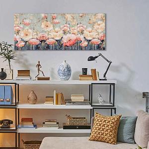 Картина Rich flowers  150×60 Цветы Италия ручная работа холст