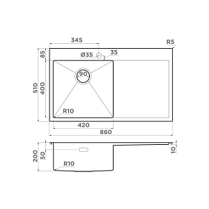 Мойка Omoikiri Akisame 86-L-IN
