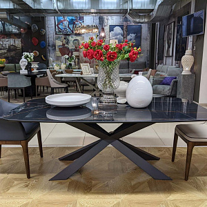 Стол обеденный итальянский керамический SPYDER Cattelan Italia столешница черная глянцевая